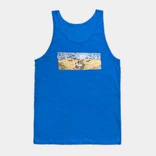 Cat Van Gogh, starry night drawing Tank Top